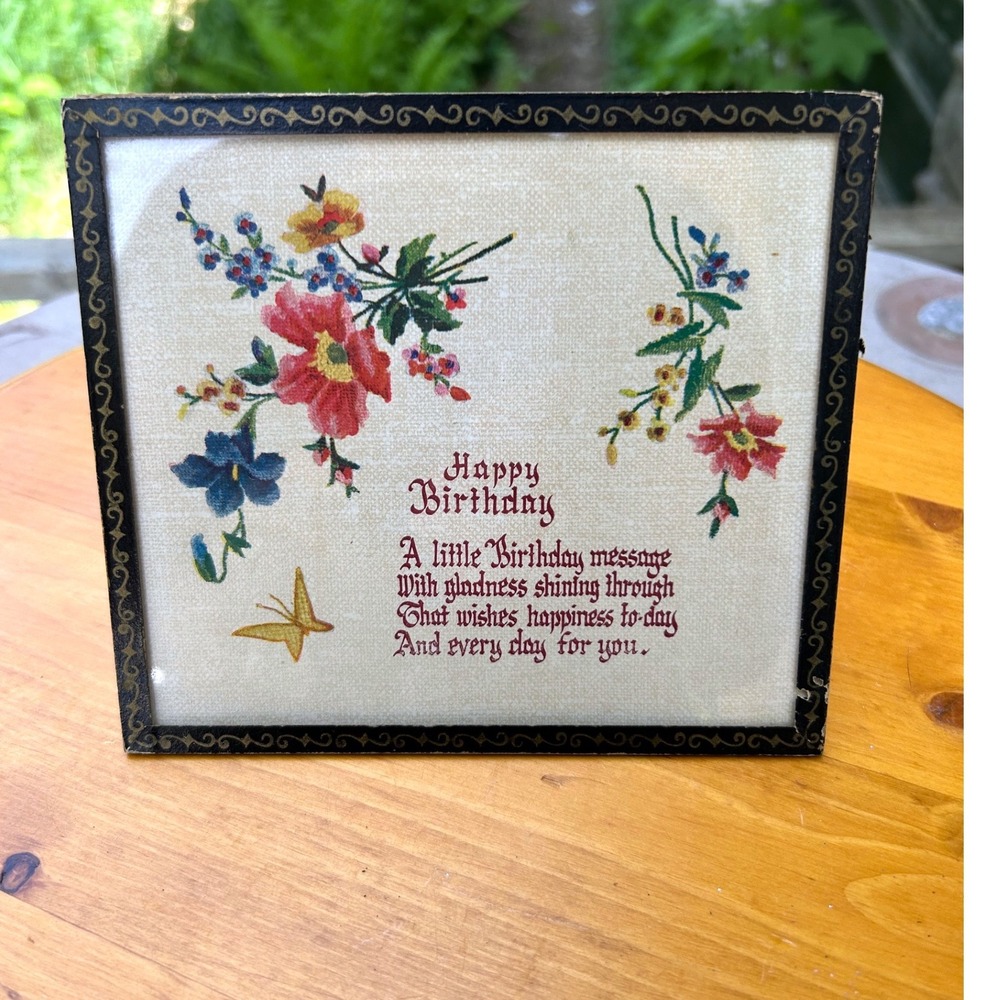 Vintage Framed 1947‎ Birthday Ephemera Post-War Mid Century Cottagecore Art Gift
